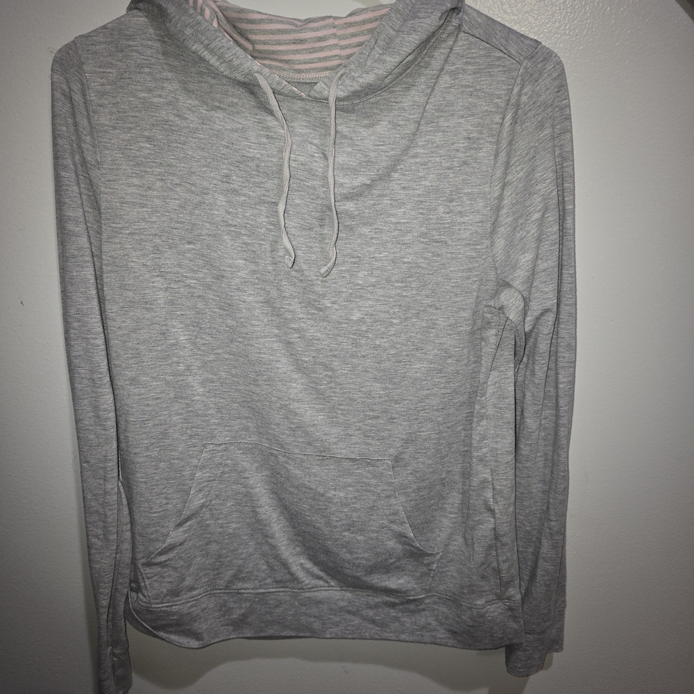 Old Navy Light Gray Hoodie with Striped Lining